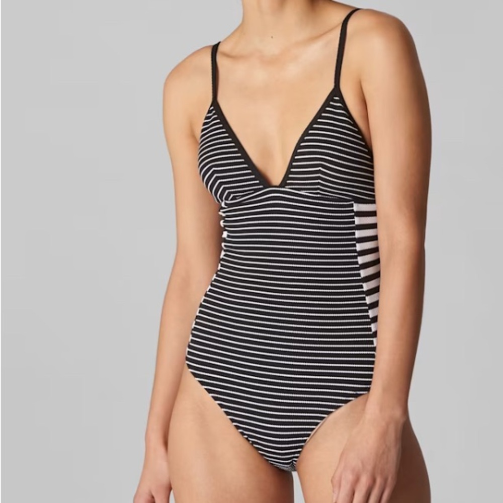 Whistles Womens Black And White Santiago‎ Stripe Swimsuit One Piece US Size 12